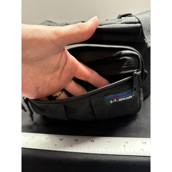 L.L. Bean Black Canvas Waist Bag With Adjustable Strap & Multiple Pockets - Picture 2 of 12